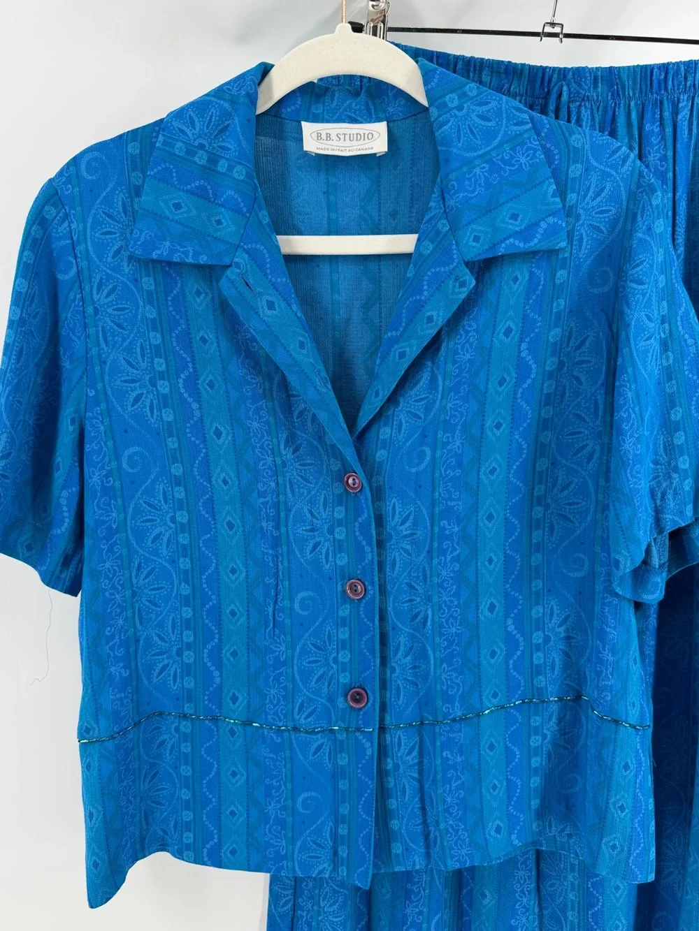 Vintage B.B. Studio Coastal Blue 3 Piece Set: Tank, Button-Down, Maxi Skirt, Med